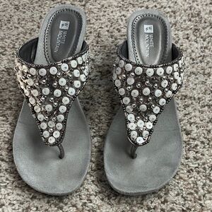 White Mountain Women's Beaded Gray Sandals